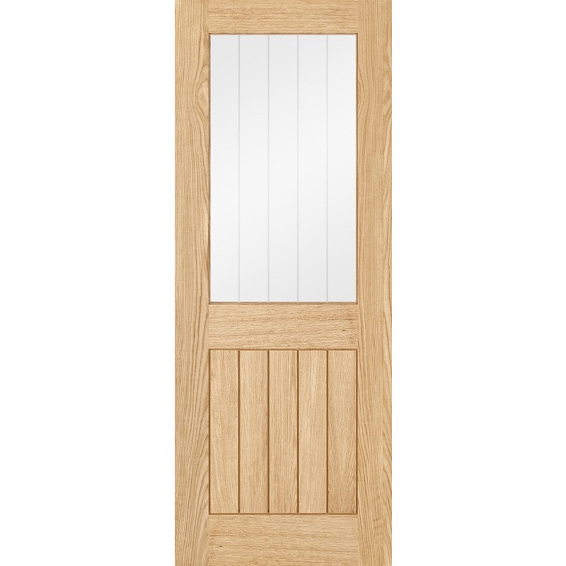 Internal Pre-Finished Oak Belize 1 Light Door with Silkscreen Glass